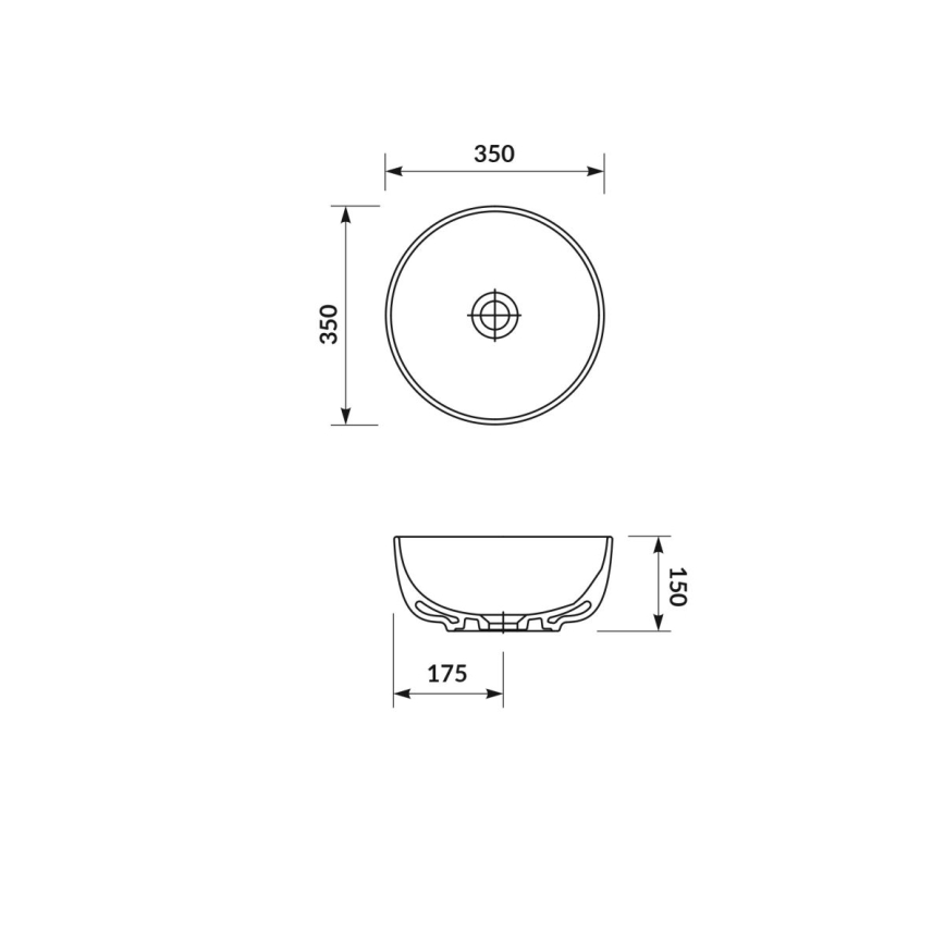 Cersanit K116-047-ECO - Håndvask til bordplade MODUO Ø 35 cm keramik/blank hvid