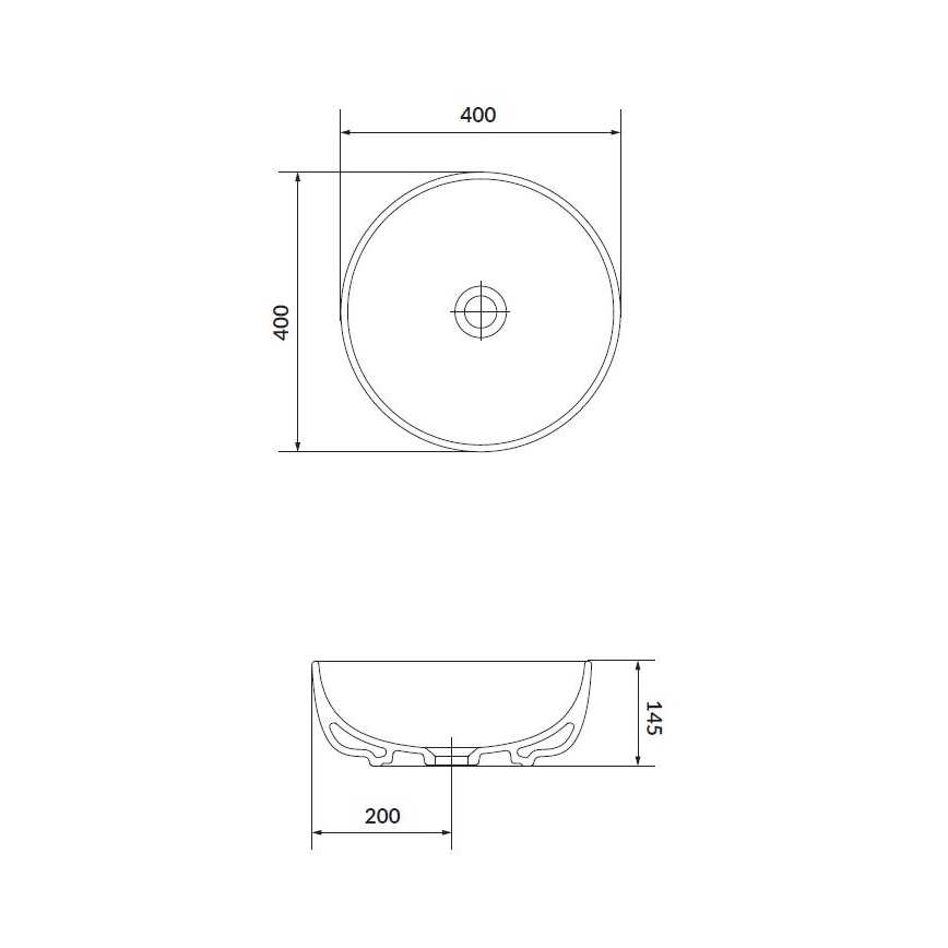 Cersanit K116-048 - Bordmonteret håndvask MODUO diameter 40 cm keramik/skinnende hvid