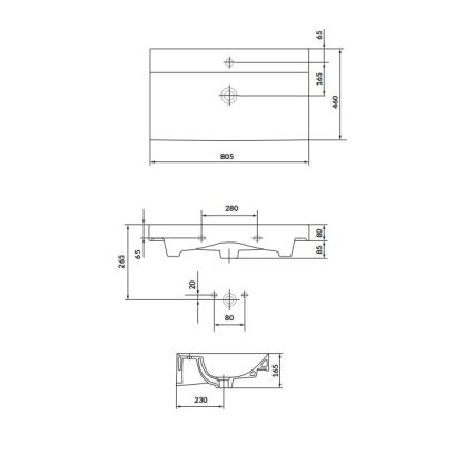 Cersanit K120-010 - Nedfældet håndvask LARGA 46x80,5 cm keramik/højglans hvid
