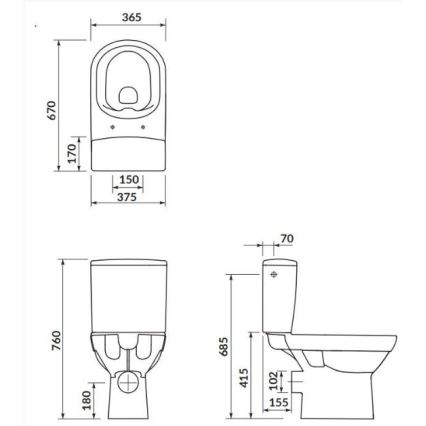 Cersanit K35-037 - Gulvstående toilet m. toiletsæde CITY keramik/hvid