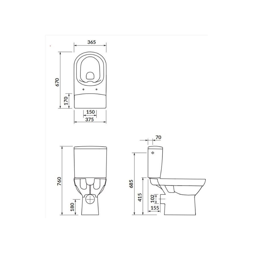 Cersanit K35-037 - Gulvstående toilet m. toiletsæde CITY keramik/hvid
