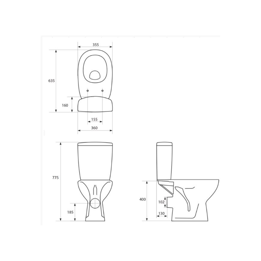 Cersanit K667-052 - Gulvstående toilet med sæde ARTECO keramik/hvid