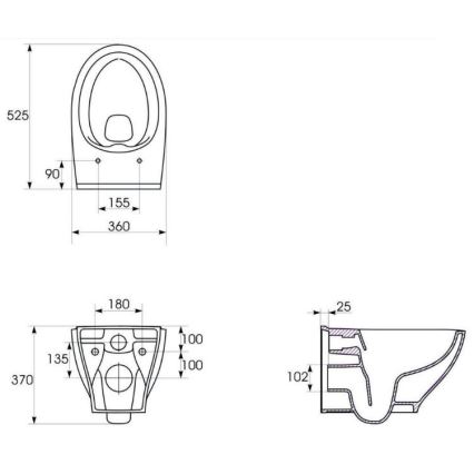 Cersanit K701-147 - Væghængt toilet med toiletsæde SAVIO keramik/hvid