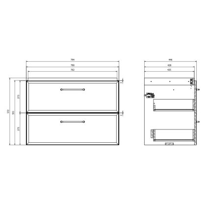 Cersanit S1017-003 - MILLE væghængt underskab til håndvask 80x55x45 cm sort