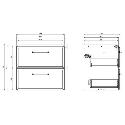Cersanit S1021-002 - Væghængt underskab til håndvask MILLE 60x45 cm sort