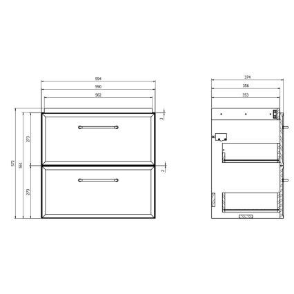 Cersanit S1021-009 - Væghængt underskab til håndvask MILLE SLIM 60x38 cm mintfarvet