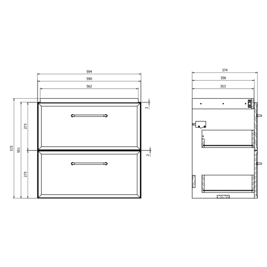 Cersanit S1021-009 - Væghængt underskab til håndvask MILLE SLIM 60x38 cm mintfarvet