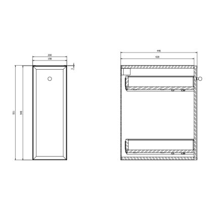 Cersanit S1022-006 - Væghængt badeværelsesskab MILLE 20x45 cm mat hvid