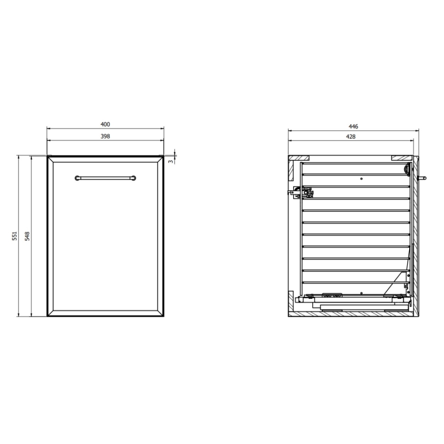 Cersanit S1022-011 - Væghængt badeværelsesskab med vasketøjskurv MILLE 40x45 cm hvid