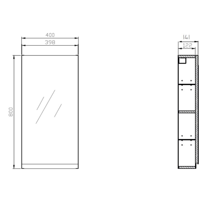 Cersanit S590-030 - Badeværelsesskab med spejl MODUO 80x40 cm