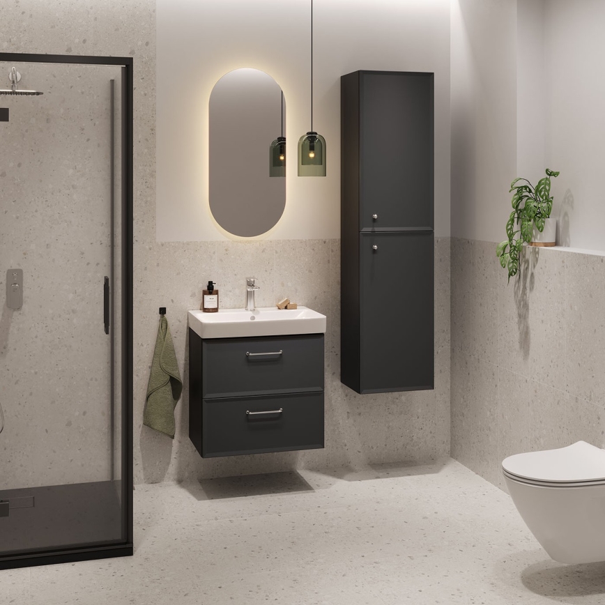 Cersanit S590-100 - Væghængt underskab til håndvask MILLE SLIM 60x38 cm sort