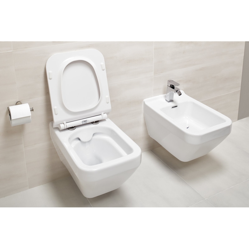 Cersanit S701-213-ECO - Vægophængt toilet med sæde CREA keramik/hvid