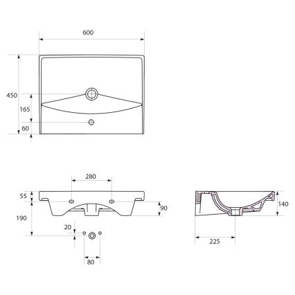 Cersanit S801-142-DSM - Væghængt badeværelsesskab med håndvask LARA CITY 60x45 cm hvid