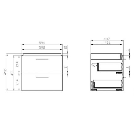 Cersanit S801-142-DSM - Væghængt badeværelsesskab med vask LARA CITY 46x60 cm hvid