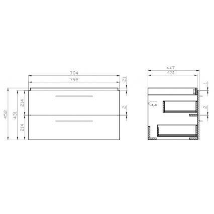Cersanit S801-149-DSM - Væghængt badeværelsesskab med håndvask LARA 80x45 cm hvid