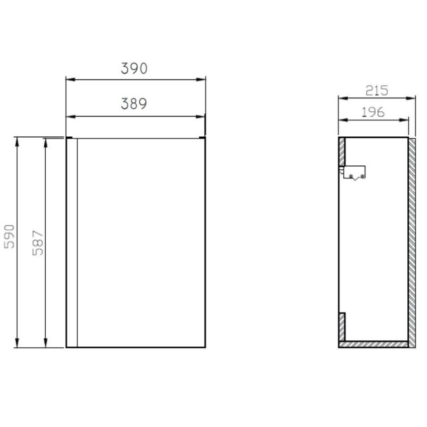Cersanit S801-218-DSM - Væghængt badeværelsesskab med håndvask MODUO SLIM 40x22 cm højglans hvid