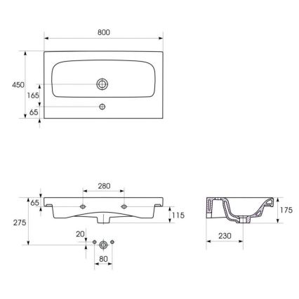 Cersanit S801-221-DSM - Væghængt badeværelsesskab med håndvask MODUO 80x45 cm højglans hvid