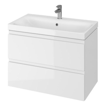 Cersanit S801-221-DSM - Væghængt badeværelsesskab med vask MEDDIE 62x80 cm, blank hvid