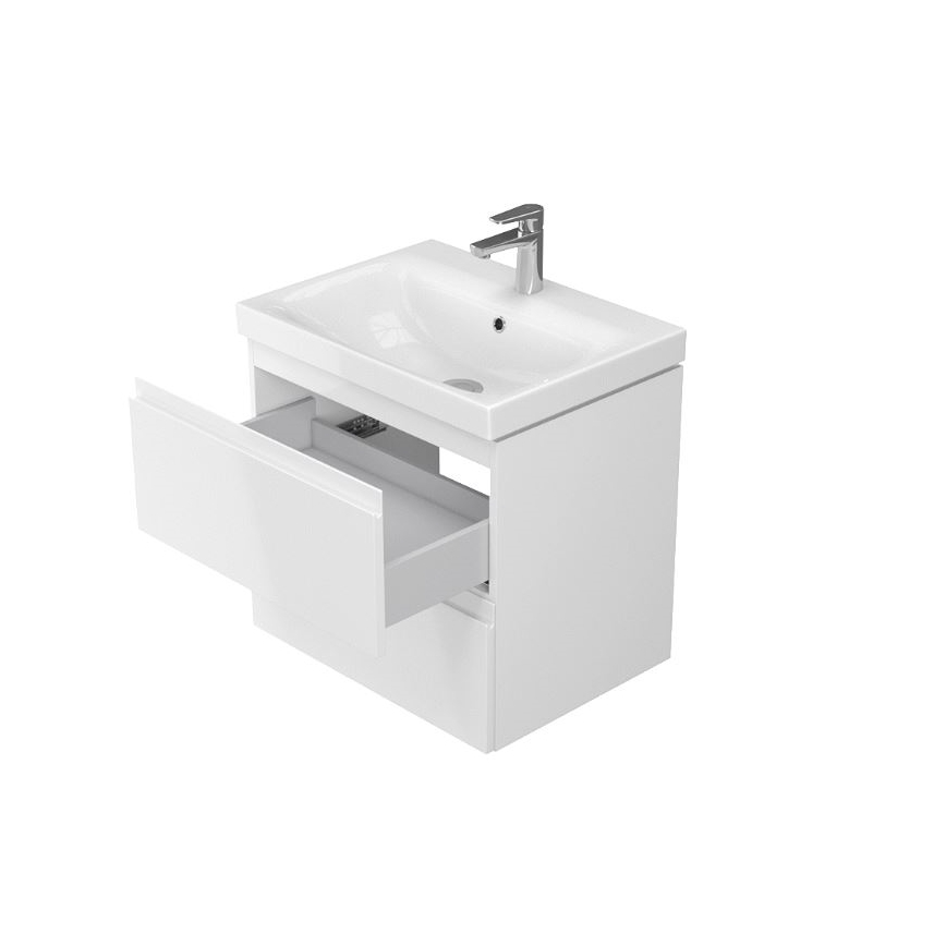 Cersanit S801-223-DSM - Væghængt badeværelsesskab med vask MODUO 62x60 cm, blank hvid
