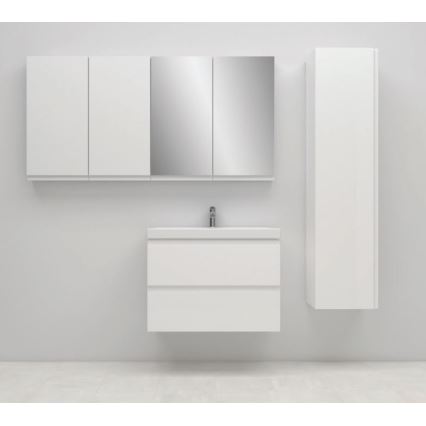 Cersanit S801-225-DSM - Væghængt badeværelsesskab med håndvask MEDA SLIM 62x80 cm skinnende hvid