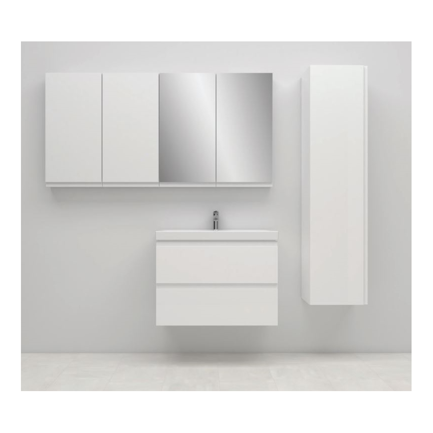 Cersanit S801-225-DSM - Væghængt badeværelsesskab med håndvask MEDA SLIM 62x80 cm skinnende hvid
