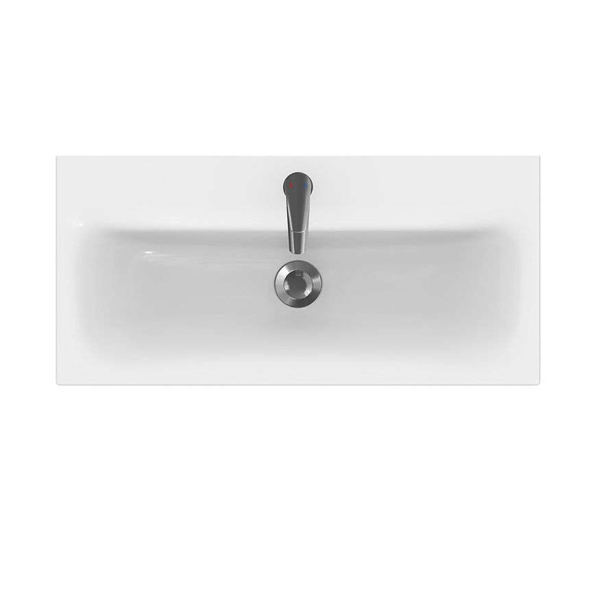 Cersanit S801-225-DSM - Væghængt badeværelsesskab med håndvask MODUO SLIM 80x38 cm højglans hvid