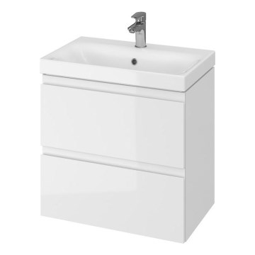 Cersanit S801-227-DSM - Væghængt badeværelsesskab med vask MEDA SLIM 62x60 cm blank hvid
