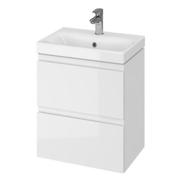 Cersanit S801-229-DSM - Væghængt badeværelsesskab med vask MEDA SLIM 62x50 cm blank hvid