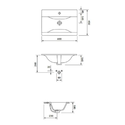 Cersanit S801-309-DSM - Væghængt badeværelsesskab med håndvask NIKO 60x45 cm hvid