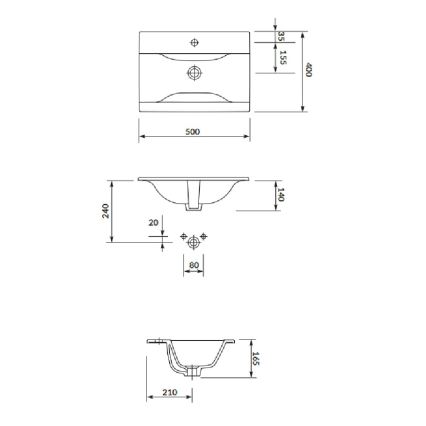 Cersanit S801-456 - Vægmonteret badeværelsesskab med håndvask NIKO 50x40 cm hvid