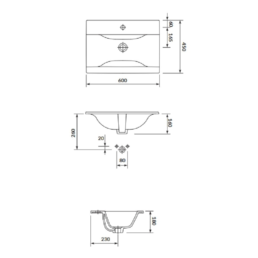 Cersanit S801-457 - Væghængt badeværelsesskab med servant NIKO 60x45 cm valnød