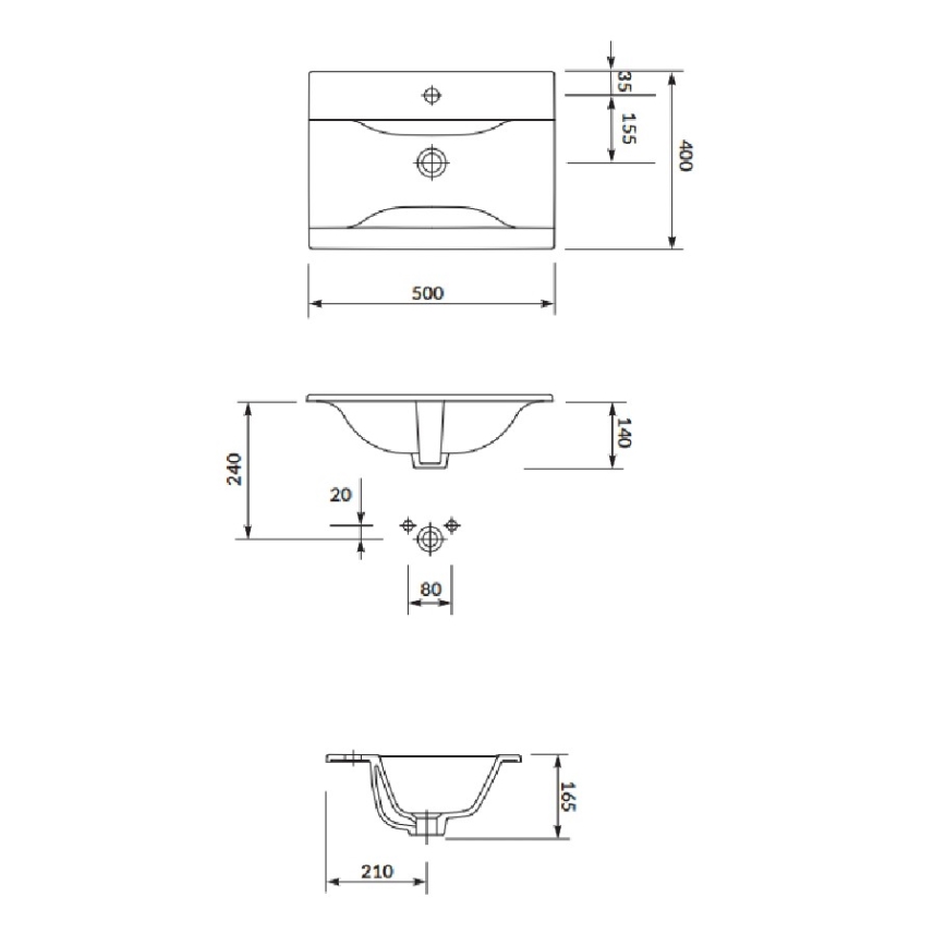 Cersanit S801-458 - Væghængt badeværelsesskab med håndvask NIKO 50x40 cm valnød