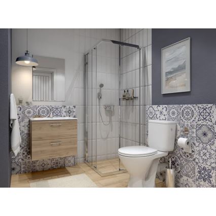 Cersanit S801-539 - Væghængt badeværelsesskab med håndvask NIKO 80 x 45 cm, valnød