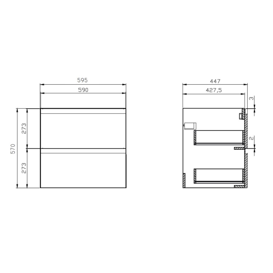 Cersanit S929-010 - Væghængt underskab til håndvask MODUO 59,5x44,7 cm højglans hvid