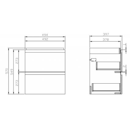 Cersanit S929-012 - Væghængt badeværelsesskab til håndvask MODUO 49,4x39,7 cm højglans hvid
