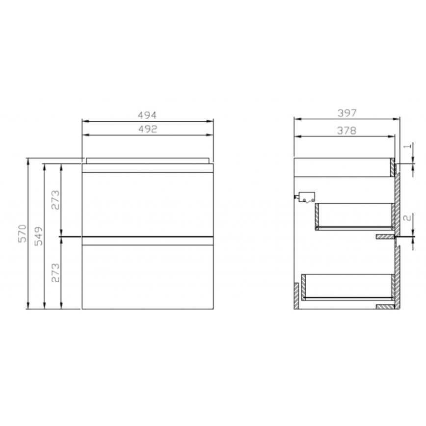 Cersanit S929-012 - Hanging badeværelse basin skab MEDDIE 57x49,4 cm skinnende hvid