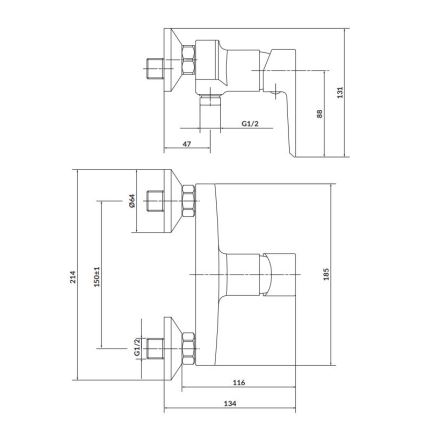Cersanit S951-034 - Brusehane MILLE sort/skinnende krom