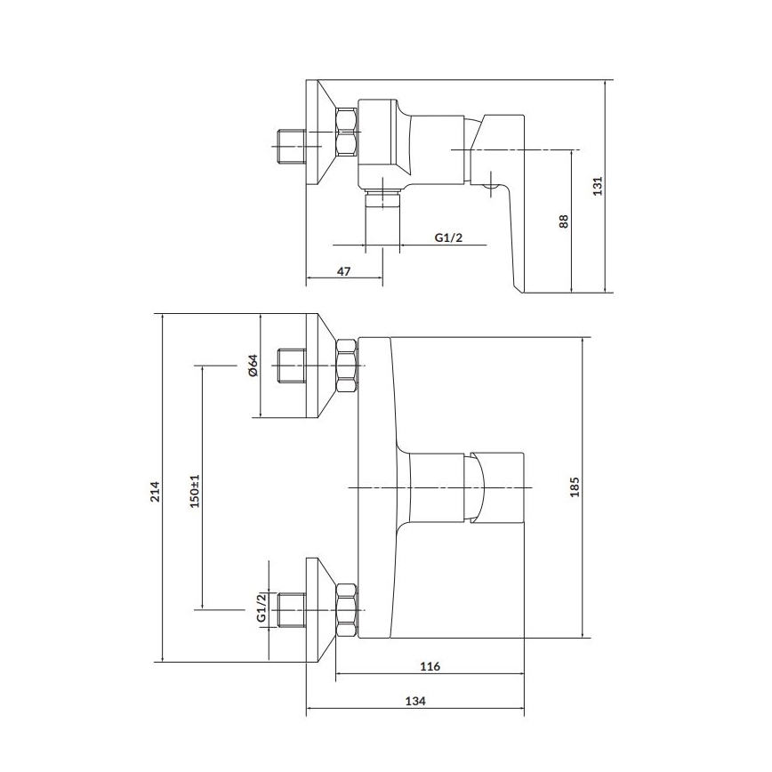 Cersanit S951-034 - Brusehane MILLE sort/skinnende krom