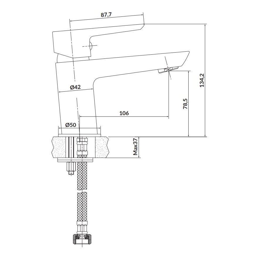 Cersanit S951-047 - Hane MILLE 13,4 cm hvid + afløb