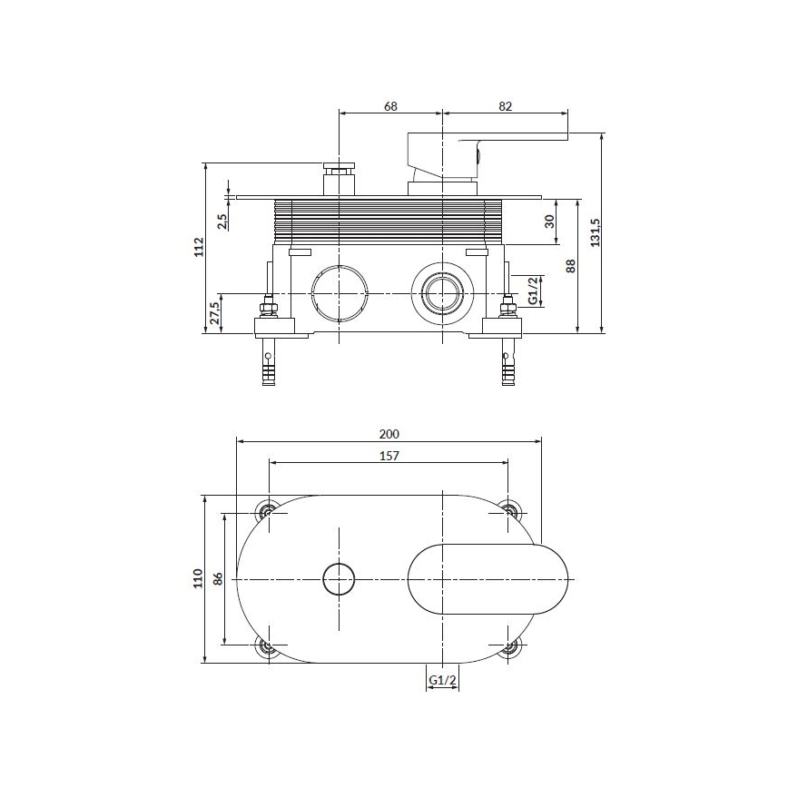Cersanit S951-322 - Brusehane til skjult installation CREA sort