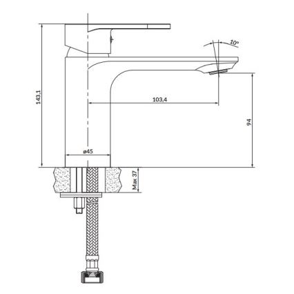 Cersanit S951-331 - Hane CREA 14,3 cm sort