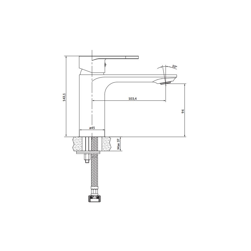 Cersanit S951-331 - Hane CREA 14,3 cm sort