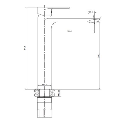 Cersanit S951-332 - Hane CREA 27,4 cm sort