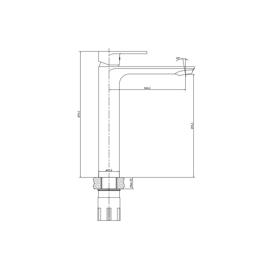 Cersanit S951-332 - Hane CREA 27,4 cm sort