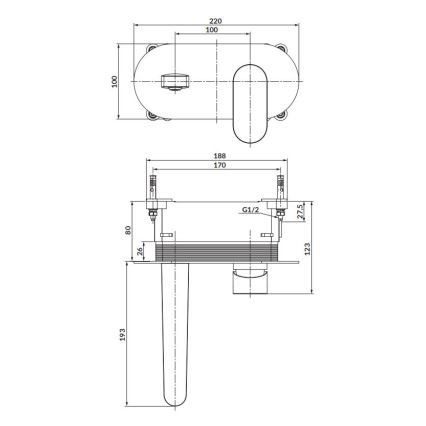 Cersanit S951-333 - Hane til badekar for skjult installation CREA sort