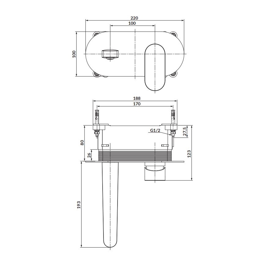 Cersanit S951-333 - Hane til badekar for skjult installation CREA sort