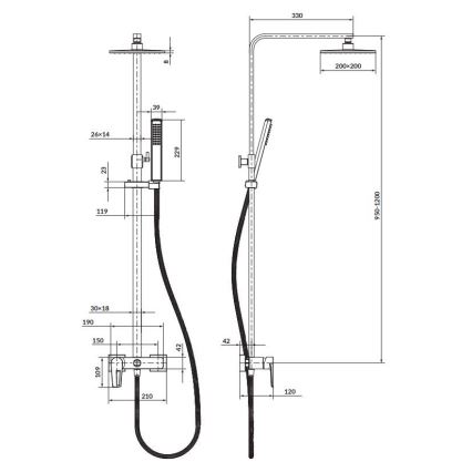 Cersanit S951-339 - MILLE brusesæt i blank krom
