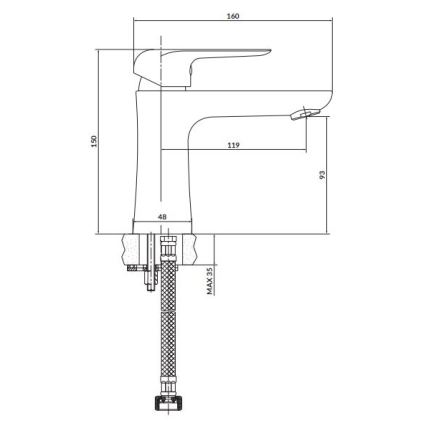 Cersanit S951-359 - Hane CITY 15 cm skinnende krom