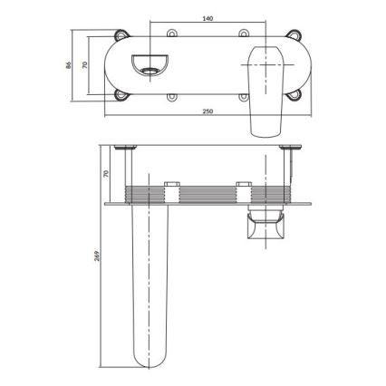 Cersanit S951-361 - Håndvaskarmatur til skjult installation CITY skinnende krom