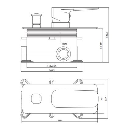 Cersanit S951-373 - Brusehane til skjult installation LARGA sort